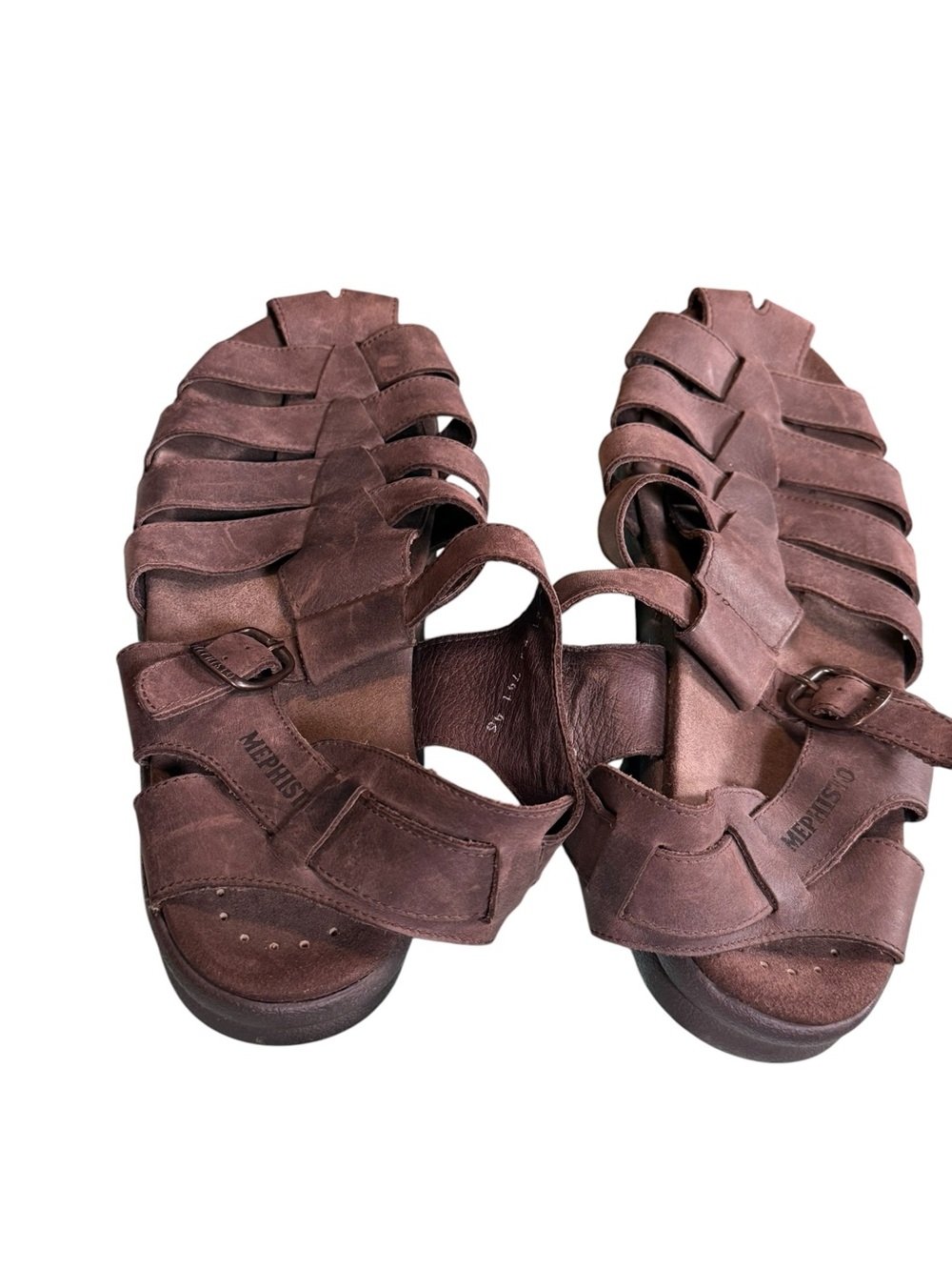 Title: Mephisto Brown Leather Fisherman Gladiator Comfort Sandals EU 46 US 12 - Picture 4 of 7